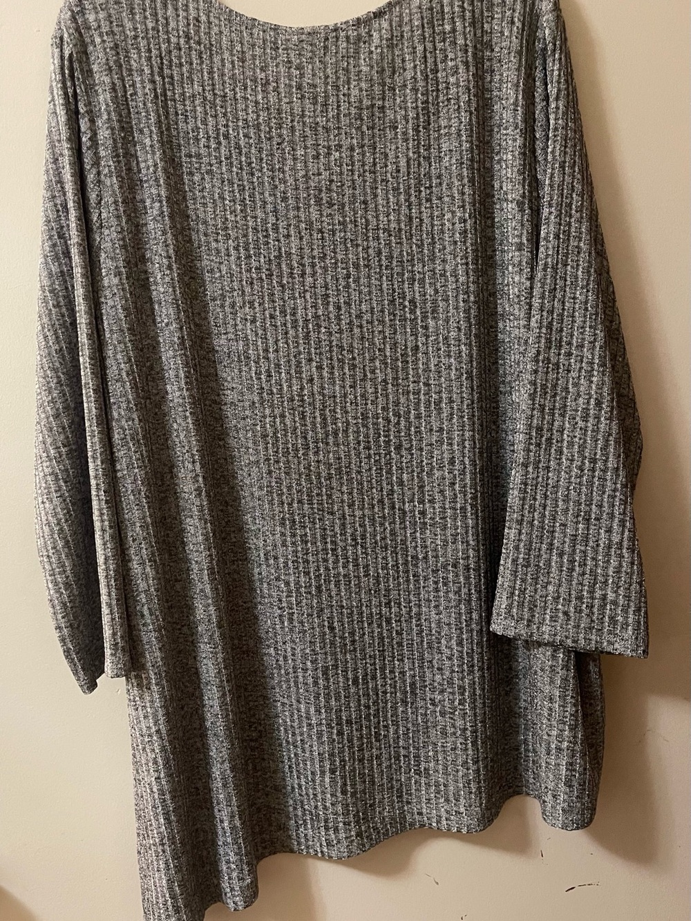 Ruby Rd. Gray Ribbed Crewneck Sweater with Rhinestone Trim - Picture 3 of 3